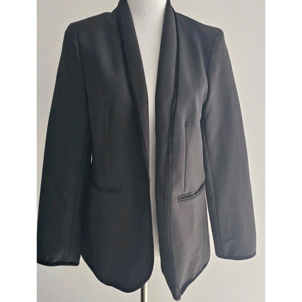 Esmara By Hedi Klum Blazer Jacket Women 12 Black Velvet Detail  Pockets - Picture 4 of 11